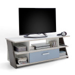paris prix Meuble TV 5 Niches "Anoya" 135cm Chêne & Blanc