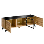 Paris Prix Meuble TV Design LED "Thin" 150cm Noir & Naturel