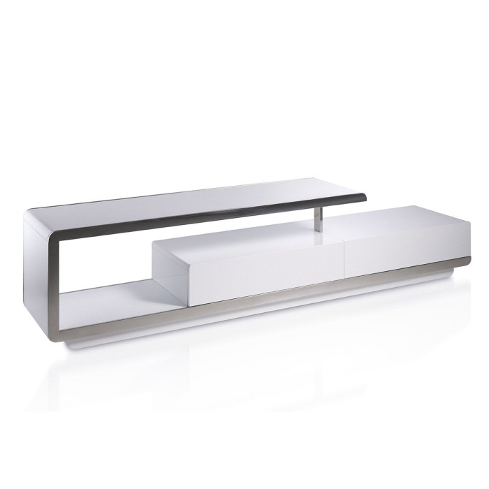 Paris Prix Meuble TV Design "Orlando" 200cm Blanc Laqué