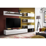 Paris Prix Meuble TV Design "Silk" 240cm Blanc & Naturel