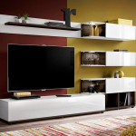 paris prix Meuble TV Design "Silk" 240cm Blanc & Naturel