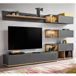 Paris Prix Meuble TV Design "Silk" 240cm Gris & Naturel