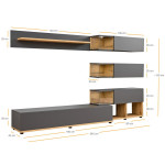 Paris Prix Meuble TV Design "Silk" 240cm Gris & Naturel