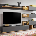paris prix Meuble TV Design "Silk" 240cm Gris & Naturel