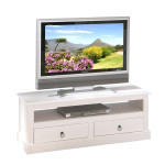 Paris Prix Meuble TV En Pin Massif "Abigael" 118cm Blanc