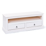 paris prix Meuble TV en Pin Massif "Abigael" 118cm Blanc