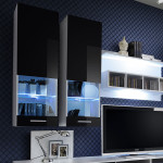 Paris Prix Meuble TV Mural Design "Dorade" 300cm Noir & Blanc