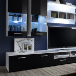 Paris Prix Meuble TV Mural Design "Dorade" 300cm Noir & Blanc