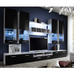 paris prix Meuble TV Mural Design "Dorade" 300cm Noir & Blanc