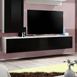 Paris Prix Meuble TV Mural Design "Fly I" 170cm Noir & Blanc