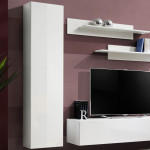 Paris Prix Meuble TV Mural Design "Fly I" 210cm Blanc