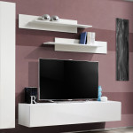 Paris Prix Meuble TV Mural Design "Fly I" 210cm Blanc