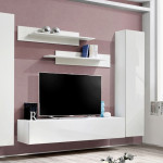 Paris Prix Meuble TV Mural Design "Fly I" 310cm Blanc