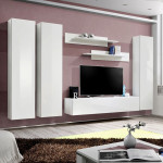 paris prix Meuble TV Mural Design "Fly I" 310cm Blanc