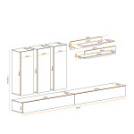 Paris Prix Meuble TV Mural Design "Fly I" 320cm Blanc