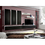 Paris Prix Meuble TV Mural Design "Fly I" 320cm Noir & Blanc