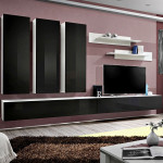 paris prix Meuble TV Mural Design "Fly I" 320cm Noir & Blanc