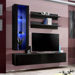 paris prix Meuble TV Mural Design "Fly II" 170cm Noir