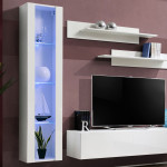 Paris Prix Meuble TV Mural Design "Fly II" 210cm Blanc