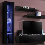 Paris Prix Meuble TV Mural Design "Fly II" 210cm Noir