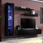 paris prix Meuble TV Mural Design "Fly II" 210cm Noir