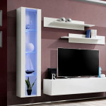 Paris Prix Meuble TV Mural Design "Fly II" 260cm Blanc