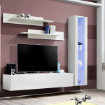 Paris Prix Meuble TV Mural Design "Fly II" 260cm Blanc