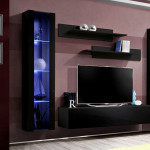 Paris Prix Meuble TV Mural Design "Fly II" 260cm Noir