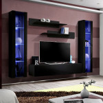 paris prix Meuble TV Mural Design "Fly II" 260cm Noir