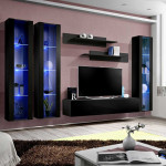 paris prix Meuble TV Mural Design "Fly II" 310cm Noir