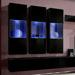 Paris Prix Meuble TV Mural Design "Fly II" 320cm Noir