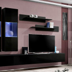 Paris Prix Meuble TV Mural Design "Fly II" 320cm Noir