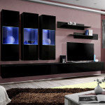 paris prix Meuble TV Mural Design "Fly II" 320cm Noir