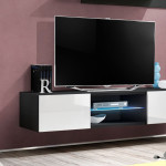 Paris Prix Meuble TV Mural Design "Fly III" 160cm Blanc & Noir