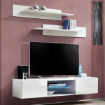 paris prix Meuble TV Mural Design "Fly III" 160cm Blanc
