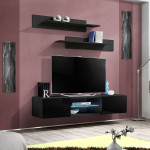 Paris Prix Meuble TV Mural Design "Fly III" 160cm Noir