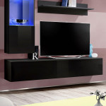 Paris Prix Meuble TV Mural Design "Fly III" 170cm Noir