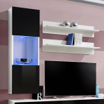 Paris Prix Meuble TV Mural Design "Fly III" 170cm Noir & Blanc