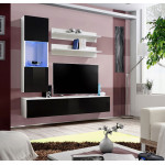 Paris Prix Meuble TV Mural Design "Fly III" 170cm Noir & Blanc
