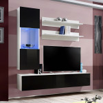 paris prix Meuble TV Mural Design "Fly III" 170cm Noir & Blanc
