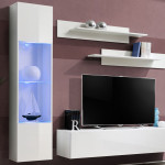Paris Prix Meuble TV Mural Design "Fly III" 210cm Blanc