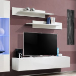 Paris Prix Meuble TV Mural Design "Fly III" 210cm Blanc