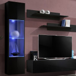 Paris Prix Meuble TV Mural Design "Fly III" 210cm Noir