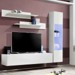 Paris Prix Meuble TV Mural Design "Fly III" 260cm Blanc