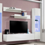 Paris Prix Meuble TV Mural Design "Fly III" 310cm Blanc
