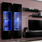 Paris Prix Meuble TV Mural Design "Fly III" 310cm Noir