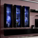 Paris Prix Meuble TV Mural Design "Fly III" 320cm Noir