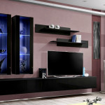 Paris Prix Meuble TV Mural Design "Fly III" 320cm Noir