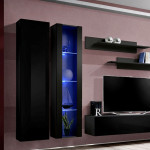 Paris Prix Meuble TV Mural Design "Fly IV" 260cm Noir