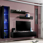 Paris Prix Meuble TV Mural Design "Fly IV" 260cm Noir